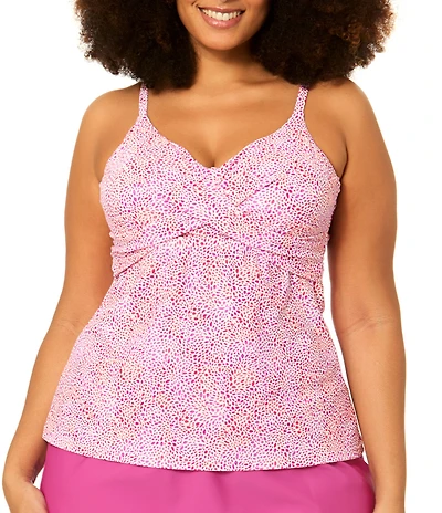 Raisins Curve Plus Size V-Neck Underwire Tankini Swim Top
