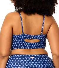 Raisins Curves Plus Size Patrice Maliblue Scoop Neck Underwire Crop Swim Top