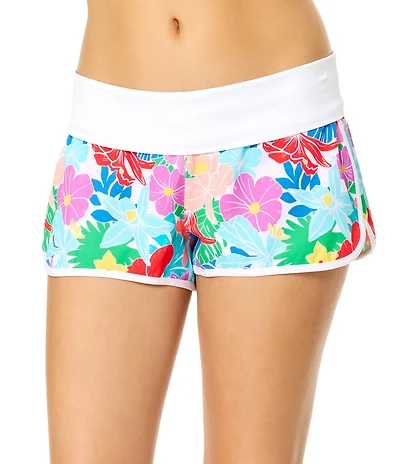 Raisins Kihei Drift Stretch Microfiber Fold Over Boardshort Swim Cover-Up