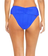 Raisins Souls Solids Rib Texture Soft V-Waist Shirred Hipster Swim Bottom