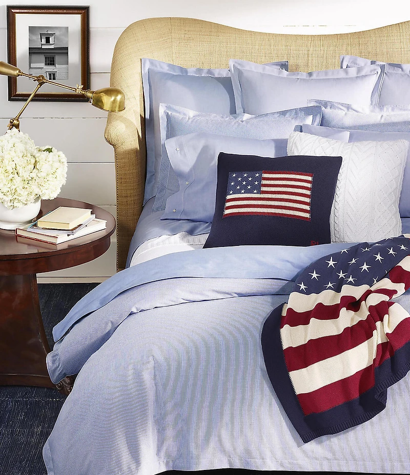 Ralph Lauren Americana Flag Cotton Throw Blanket