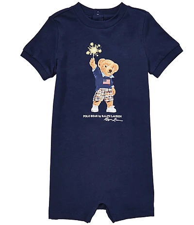 Ralph Lauren Baby Boys 3-12 Months Sparkler Polo Bear One-Piece Shortall