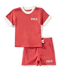 Ralph Lauren Baby Boys Short-Sleeve Logo Jersey T-Shirt & French Terry Shorts Set