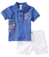 Ralph Lauren Baby Boys Cotton Short-Sleeve Embroidered Mesh Polo & Twill Shorts Set