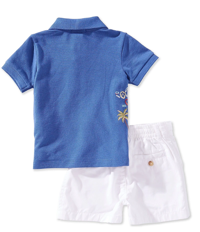 Ralph Lauren Baby Boys Cotton Short-Sleeve Embroidered Mesh Polo & Twill Shorts Set