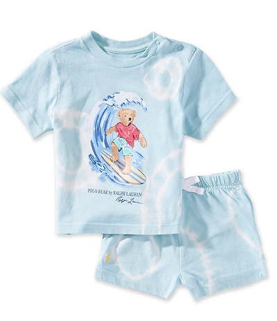 Ralph Lauren Baby Boys Cotton Short-Sleeve Polo Bear Tie-Dye T-Shirt & Matching Shorts Set