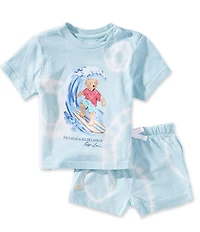 Ralph Lauren Baby Boys Cotton Short-Sleeve Polo Bear Tie-Dye T-Shirt & Matching Shorts Set
