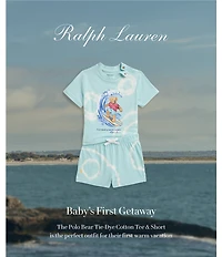 Ralph Lauren Baby Boys Cotton Short-Sleeve Polo Bear Tie-Dye T-Shirt & Matching Shorts Set