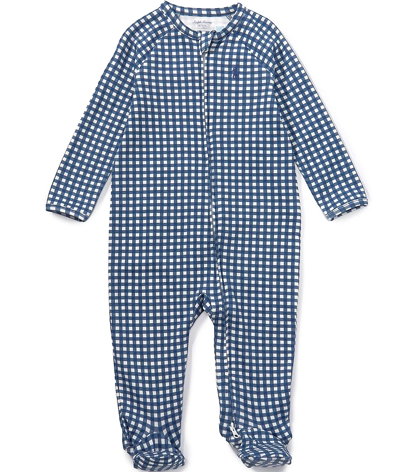 Ralph Lauren Baby Boys Long Sleeve Gingham Cotton Footie