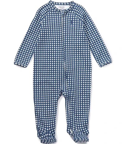 Ralph Lauren Baby Boys Long Sleeve Gingham Cotton Footie