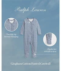 Ralph Lauren Baby Boys Long Sleeve Gingham Cotton Footie