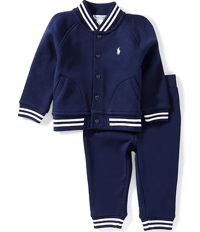 Ralph Lauren Baby Boys Long-Sleeve Fleece Baseball Jacket & Matching Jogger Pants Set