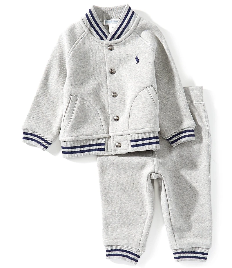 Ralph Lauren Baby Boys Long-Sleeve Fleece Baseball Jacket & Matching Jogger Pants Set