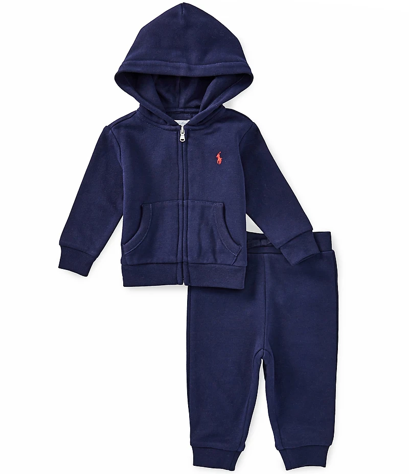 Ralph Lauren Baby Boys Long Sleeve Fleece Hooded Jacket & Matching Jogger Pants Set
