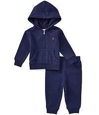 Ralph Lauren Baby Boys Long Sleeve Fleece Hooded Jacket & Matching Jogger Pants Set