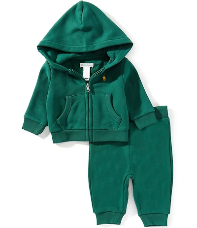 Ralph Lauren Baby Boys Long Sleeve Fleece Hooded Jacket & Matching Pants Set