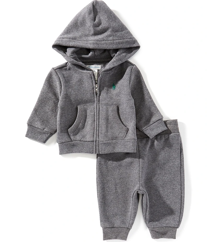 Ralph Lauren Baby Boys Long Sleeve Fleece Hooded Jacket & Matching Pants Set
