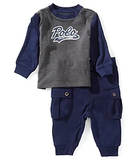 Ralph Lauren Baby Boys Long-Sleeve Logo Jersey T-Shirt & Fleece Jogger Pants Set