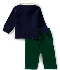Ralph Lauren Baby Boys Long-Sleeve Logo Rugby Shirt & Coordinating Chino Pants Set