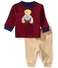 Ralph Lauren Baby Boys Long-Sleeve Polo Bear Jersey T-Shirt & Fleece Jogger Pants Set