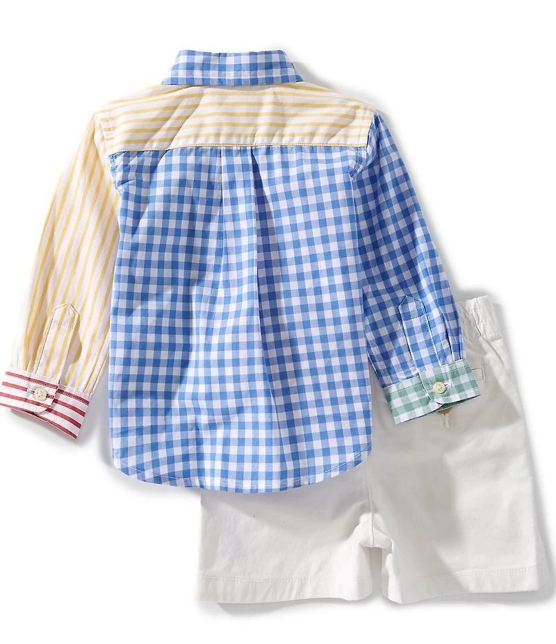 Ralph Lauren Baby Boys Long Sleeve Poplin Fun Shirt & Flex Abrasion Shorts Set