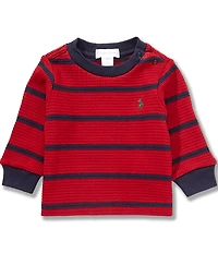 Ralph Lauren Baby Boys Long-Sleeve Striped Waffle-Knit T-Shirt