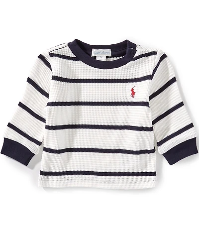 Ralph Lauren Baby Boys Long-Sleeve Striped Waffle-Knit T-Shirt