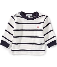 Ralph Lauren Baby Boys Long-Sleeve Striped Waffle-Knit T-Shirt