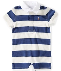 Ralph Lauren Baby Boys Short Sleeve Striped Rugby Shortall