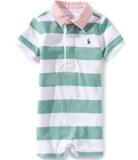 Ralph Lauren Baby Boys Short Sleeve Striped Rugby Shortall