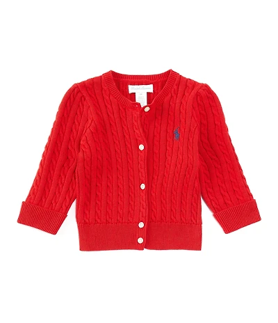 Ralph Lauren Baby Girls 3-24 Months Long Sleeve Mini-Cable Cardigan