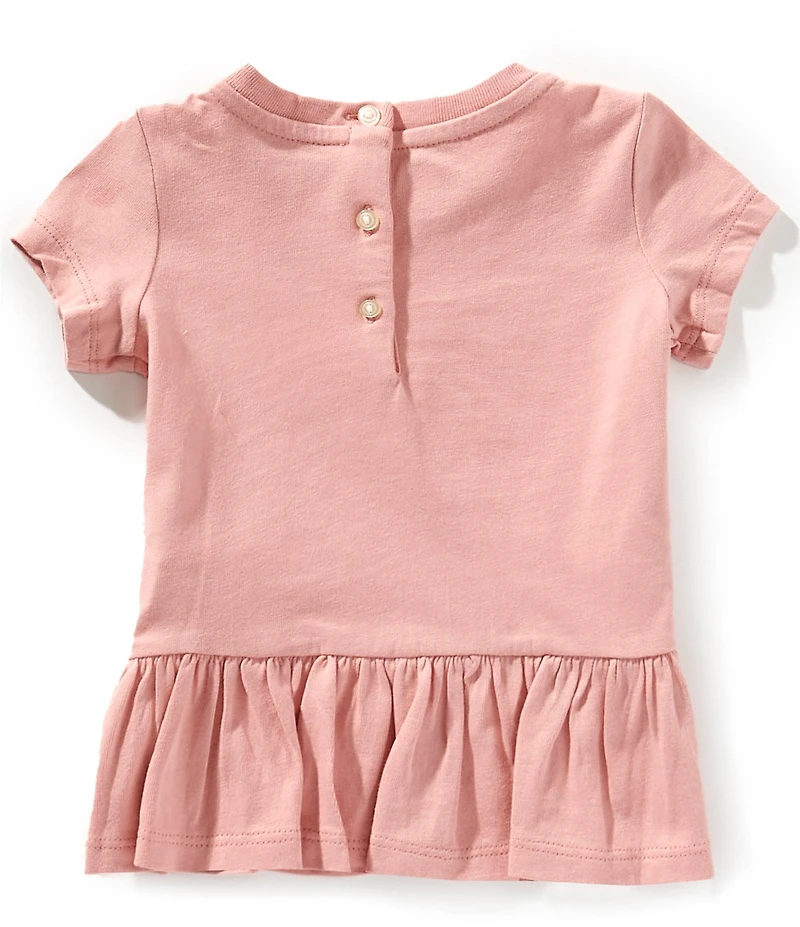 Ralph Lauren Baby Girls Short Sleeve Logo Peplum Jersey T-Shirt