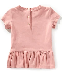 Ralph Lauren Baby Girls Short Sleeve Logo Peplum Jersey T-Shirt