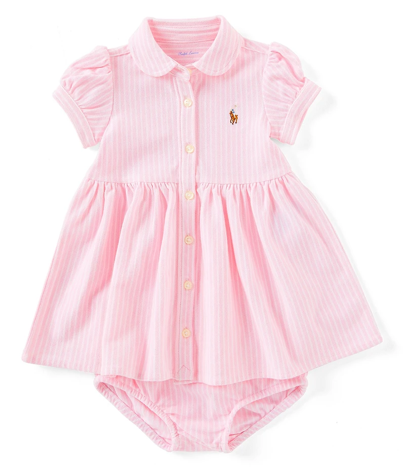 Ralph Lauren Baby Girls Stripe Knit Oxford Dress & Bloomers Set