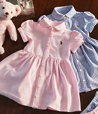 Ralph Lauren Baby Girls Stripe Knit Oxford Dress & Bloomers Set
