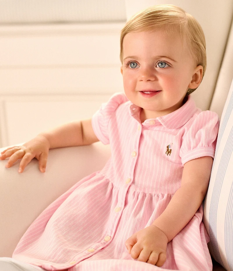 Ralph Lauren Baby Girls Stripe Knit Oxford Dress & Bloomers Set
