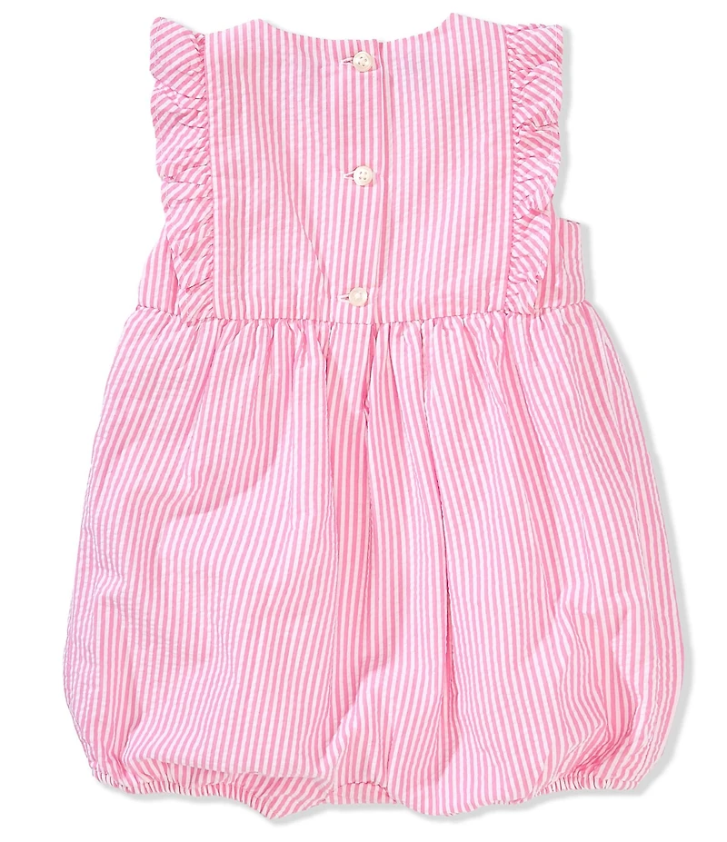 Ralph Lauren Baby Girls Striped Seersucker Bubble Romper