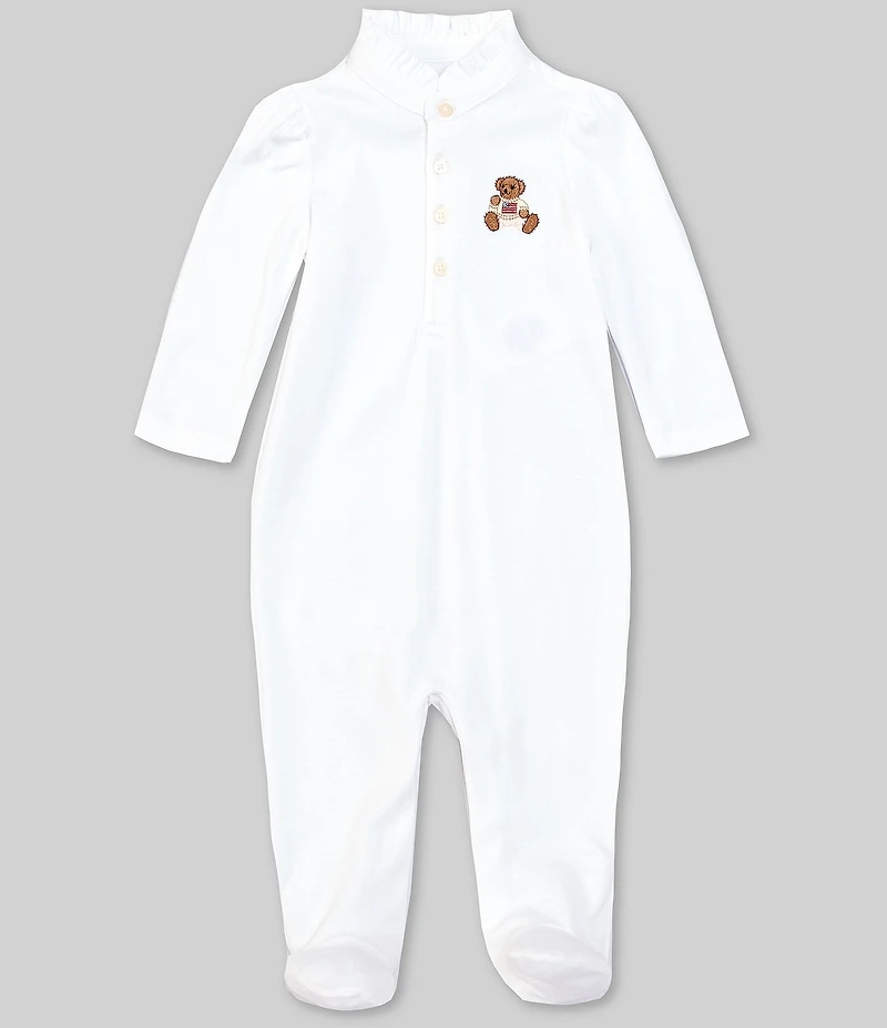 Ralph Lauren Baby Girls Long-Sleeve Polo Bear Footie Coverall