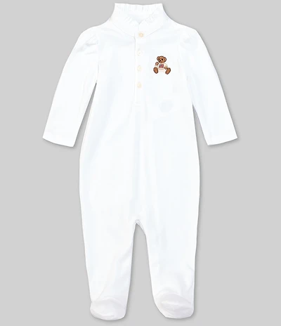 Ralph Lauren Baby Girls Long-Sleeve Polo Bear Footie Coverall