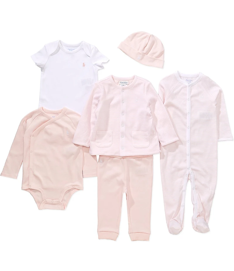 Ralph Lauren Baby Girls Cotton 6-Piece Gift Set