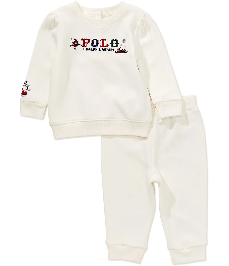 Ralph Lauren Baby Girls Logo Fleece Sweatshirt & Pants Set