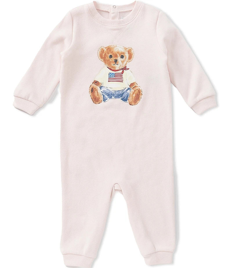 Ralph Lauren Baby Girls Long-Sleeve Polo Bear Fleece Coverall