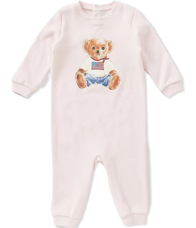 Ralph Lauren Baby Girls Long-Sleeve Polo Bear Fleece Coverall
