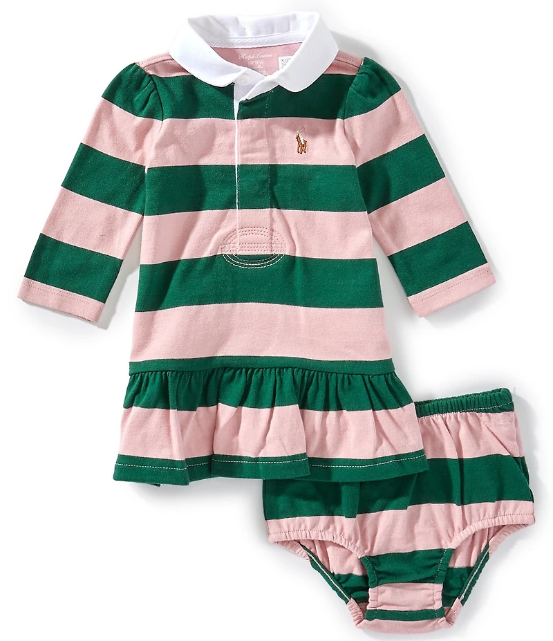 Ralph Lauren Baby Girls Long-Sleeve Striped Rugby Dress