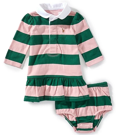 Ralph Lauren Baby Girls Long-Sleeve Striped Rugby Dress