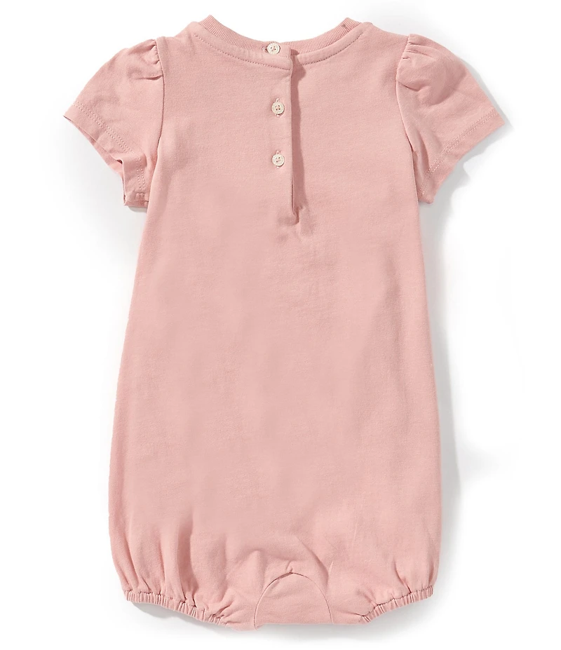 Ralph Lauren Baby Girls Patchwork Applique Logo Cotton Bubble Coverall