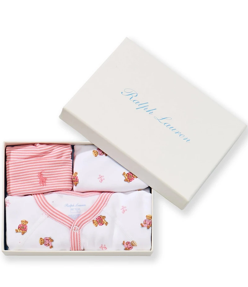 Ralph Lauren Baby Girls Polo Bear 3-Piece Gift Set