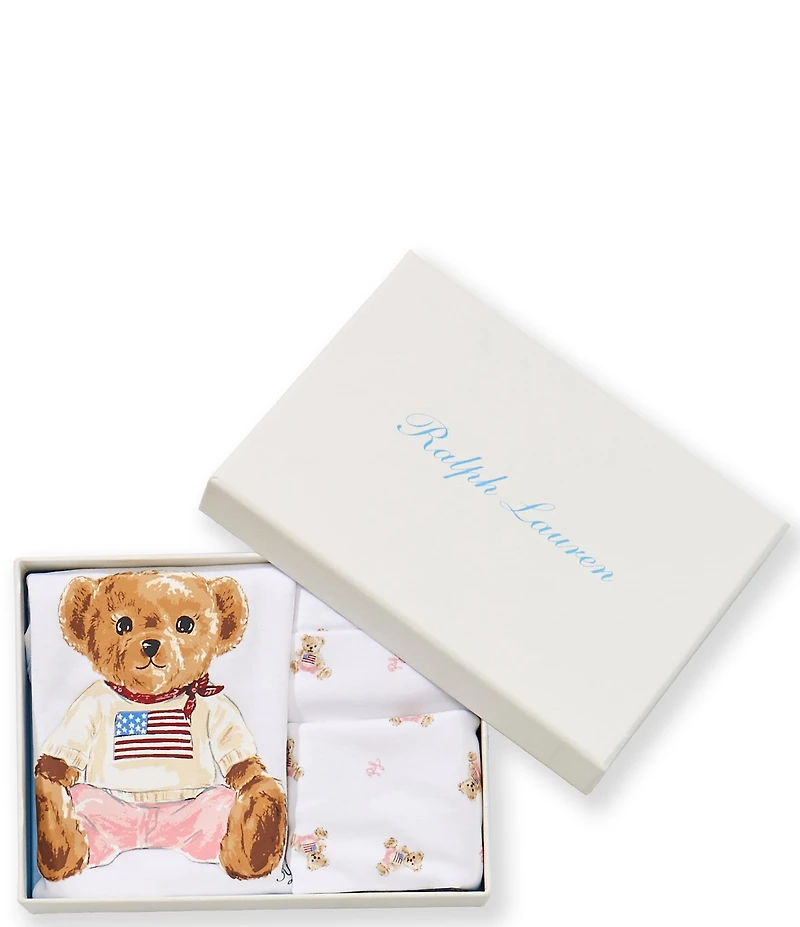 Ralph Lauren Baby Girls Polo Bear 3-Piece Gift Set