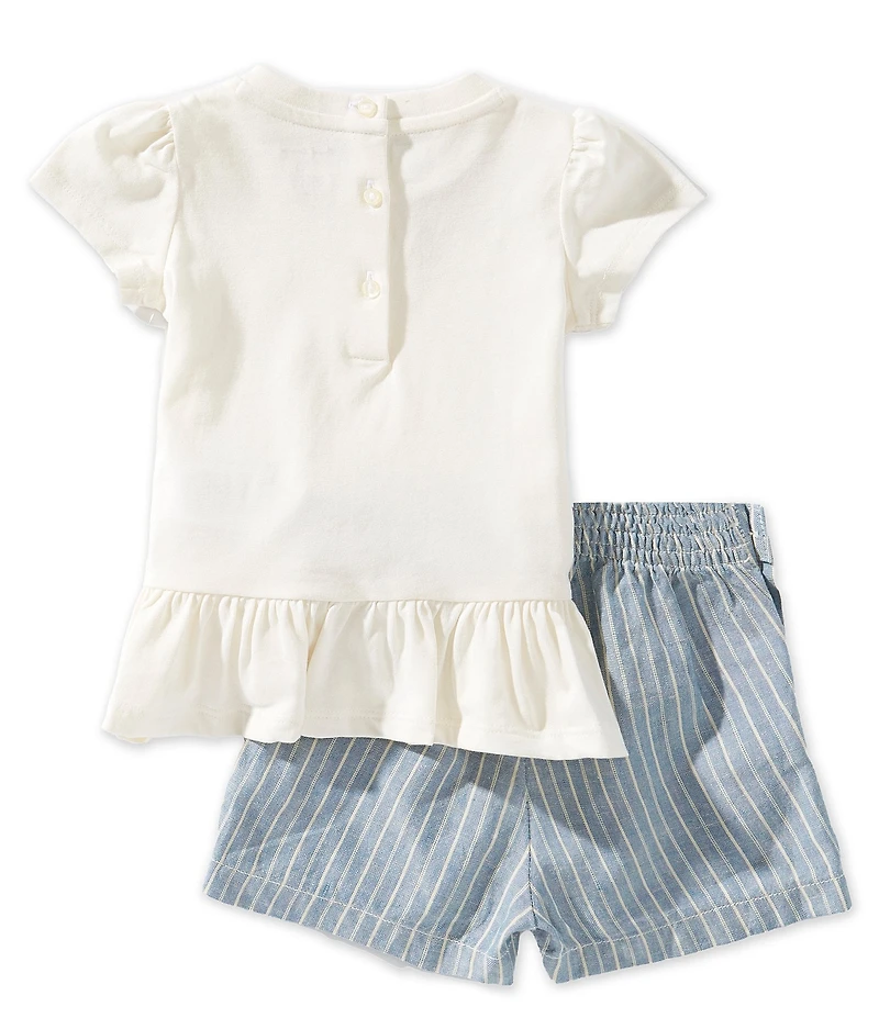 Ralph Lauren Baby Girls Polo Bear Tee & Linen-Cotton Shorts Set