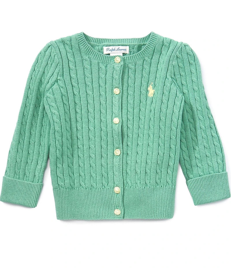 Ralph Lauren Baby Girls Puffed-Long-Sleeve Mini-Cable Cardigan